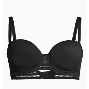 Simone Perele NWT Comete Feather & Fan Lace Demi Spacer Bra Black 34C